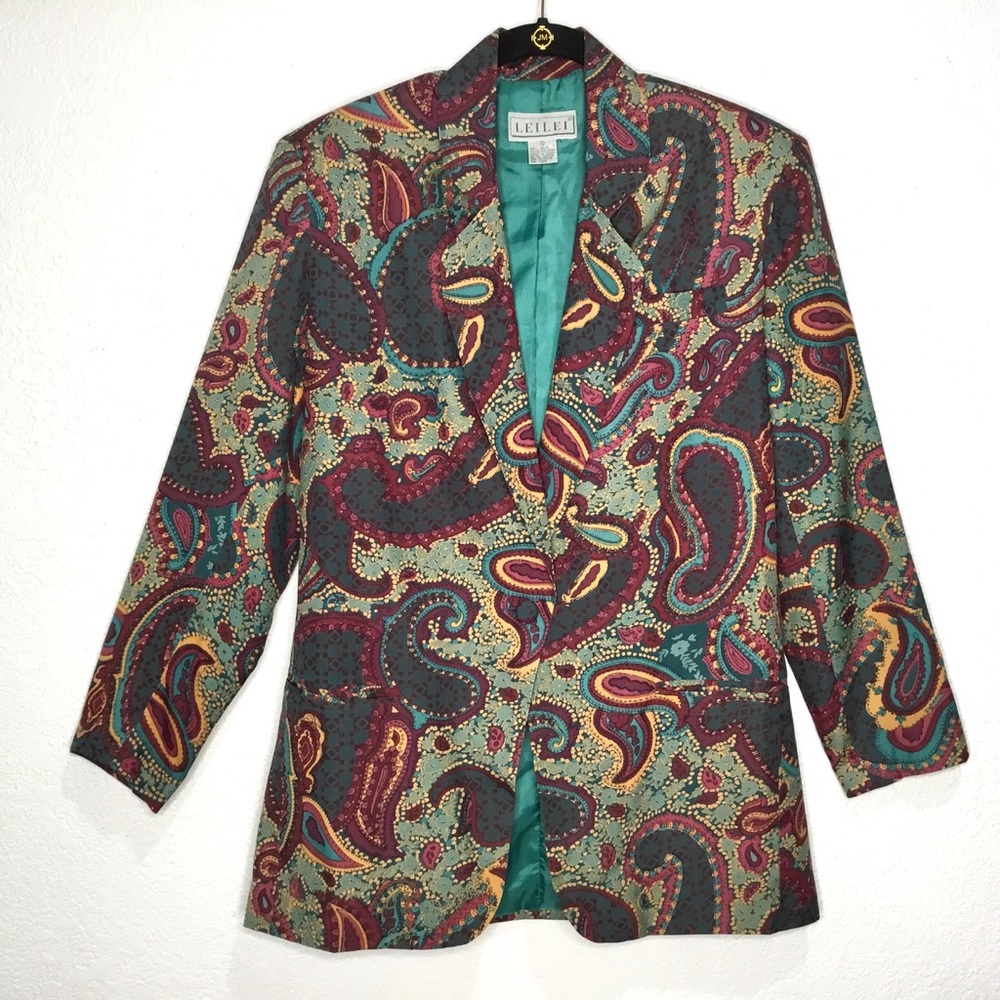 Leilei 100% silk paisley light blazer holiday coat